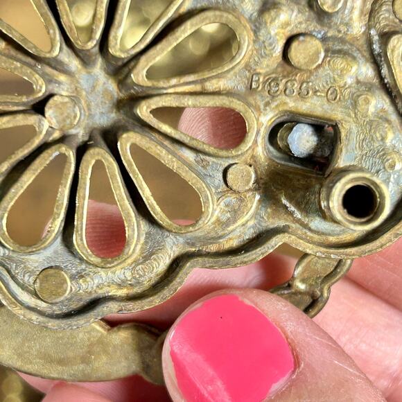 3 Vintage Round Brass French Art Nouveau Drop Bail Pulls Braided Rings 2.5" - Picture 7 of 7